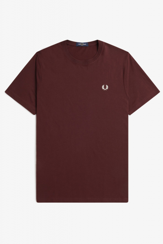 FRED PERRY Ringer T-Shirt aus Baumwolle (weinrot - burgundy) kostenfreier Versand!