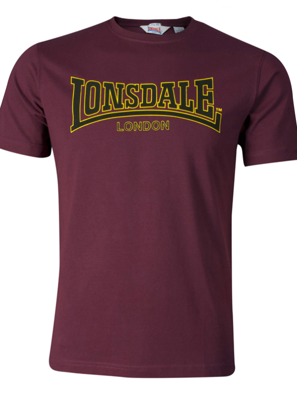 LONSDALE T-Shirt CLASSIC, Oldschool mit geflocktem LONSDALE LONDON Schriftzug (weinrot - oxblood) DEUTSCHLANDWEIT VERSANDKOSTENFREI!