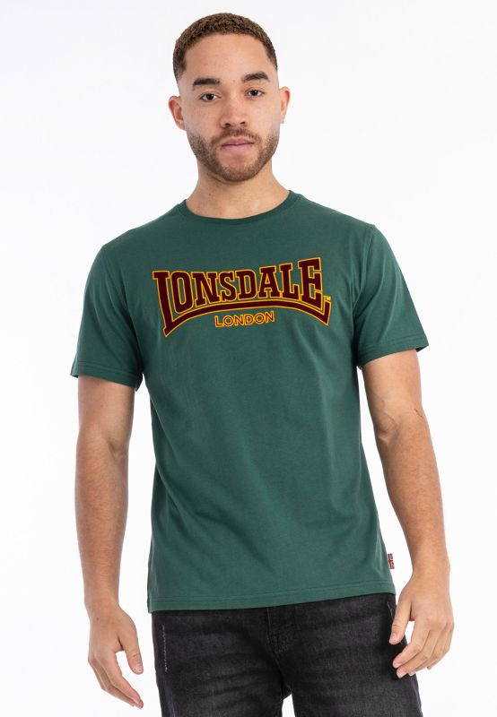 LONSDALE T-Shirt CLASSIC, Oldschool mit geflocktem LONSDALE LONDON Schriftzug(grün - bottlegreen) DEUTSCHLANDWEIT VERSANDKOSTENFREI!