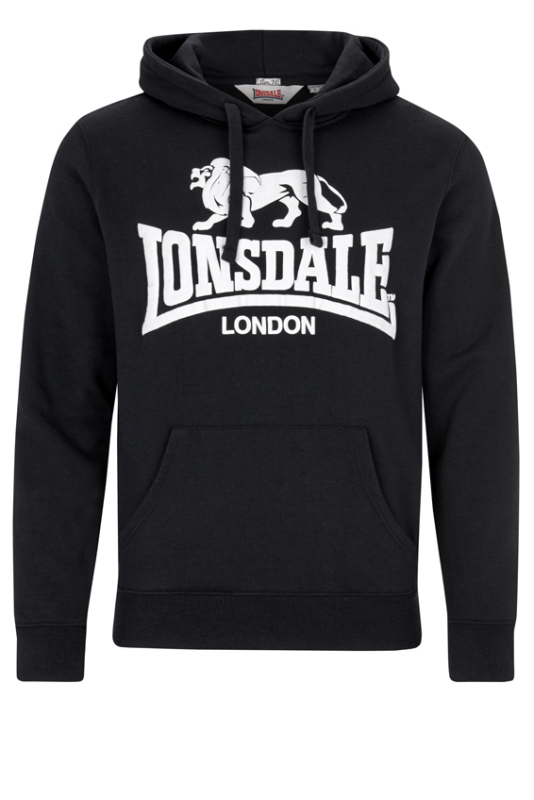 LONSDALE Hooded-Sweatshirt, Kapuzensweatshirt mit weißem Lonsdale Löwe Brustdruck / Front-Druck - GOSPORT (schwarz - black)