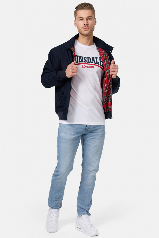 LONSDALE Original Harrington Jacke mit karierten Tartan Innnenfutter (black - schwarz)