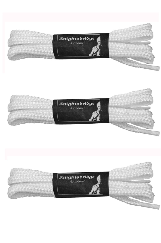 Schnürsenkel Laces Rund für 3-5 Loch Halbschuhe (Verpackungseinheit: 3 Paar) ca.75cm lang ø4 mm dick reißfester Ersatz Schuhbänder Wanderschuhe Arbeitsschuhe Outdoor (weiss-white))