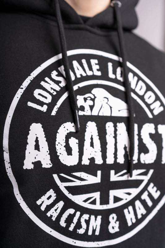 LONSDALE Against Racism Kapuzen-Sweatshirt Hoodie Kapuzenpullover (schwarz - black)