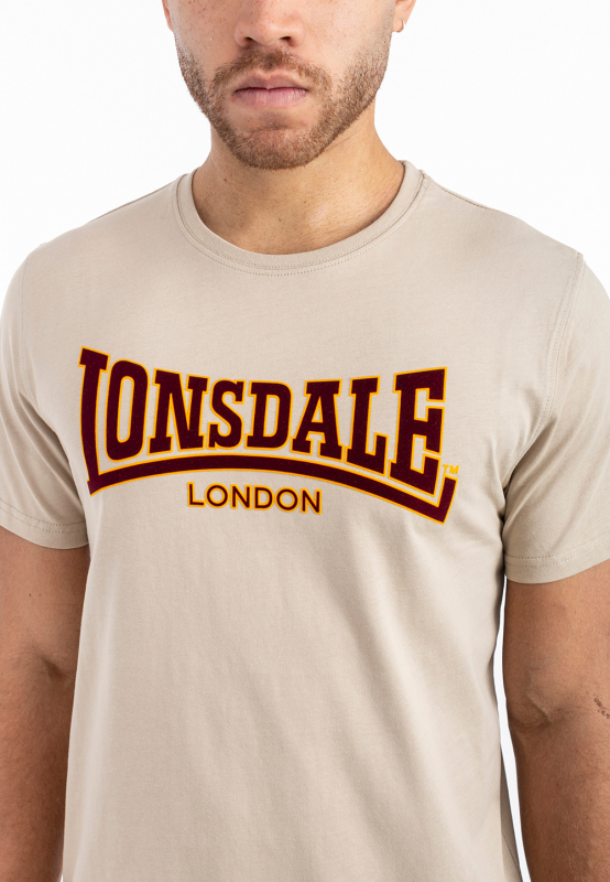 LONSDALE T-Shirt CLASSIC, Oldschool mit geflocktem LONSDALE LONDON Schriftzug (beige - sand) DEUTSCHLANDWEIT VERSANDKOSTENFREI!