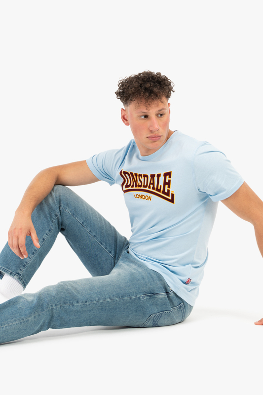 LONSDALE T-Shirt CLASSIC, Oldschool mit geflocktem LONSDALE LONDON Schriftzug (hellblau - skyblue) DEUTSCHLANDWEIT VERSANDKOSTENFREI!