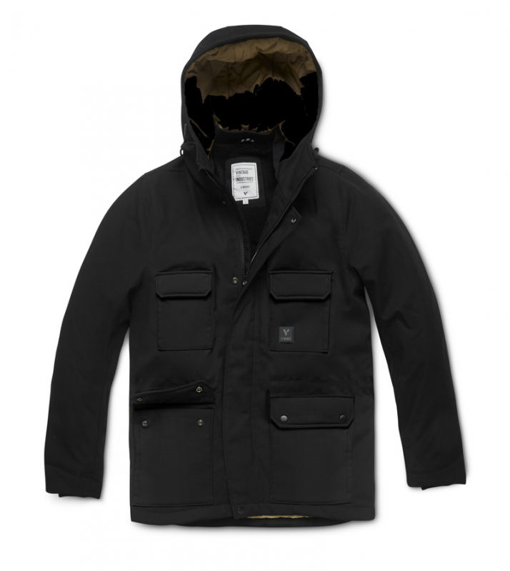 PARKA  - CANVAS JACKE, Wasserdicht - Atmungsaktiv, Miles Jacket V-Works by Vintage Industries (schwarz - black)