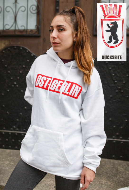 OST - BERLIN, Kapuzen Sweatshirt, Hooded-Sweatshirt, Pullover mit Kapuze, HOOLYWOOD Berlin, oversize (weiss - white)