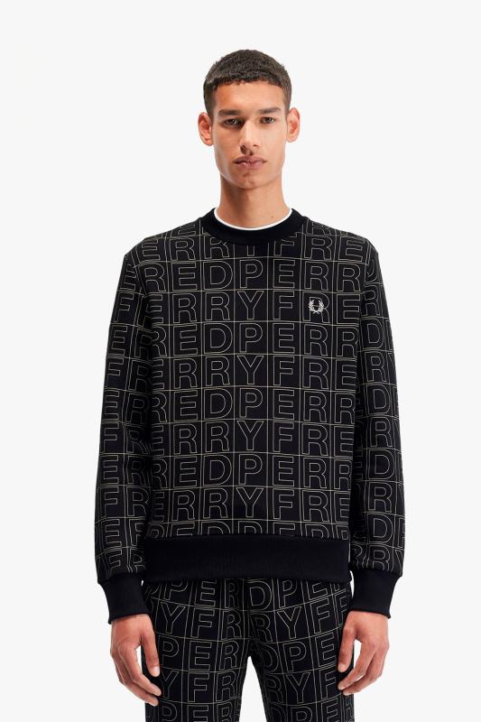 Fred Perry  Sweatshirt Spellout Graphic limited Edition Casual Rundhals Pullover (schwarz - black)