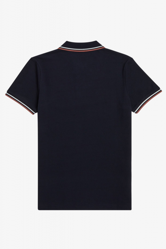 FRED PERRY Poloshirt für Mädchen und Damen - Girl Twin Tipped Shirt - Navy (Dunkelblau) / Snow White (Weiss) / Light Rust (Hellbraun)