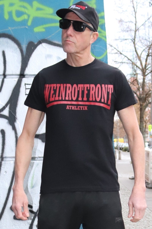 WEINROTFRONT ATHLETIK Nicki T-Shirt - Ein Wort ein Programm - Sport Frei und niemals vergessen (schwarz - black)