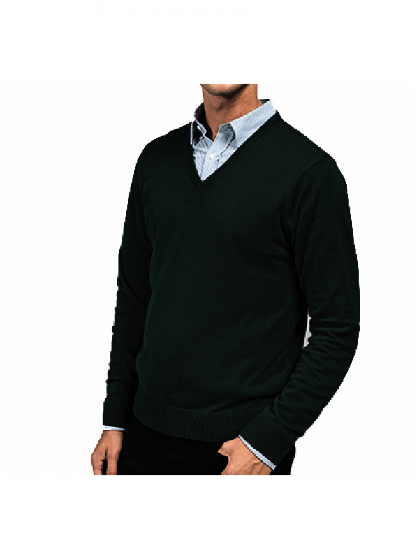 Men`s Pullover, V-Neck Knitted Sweater, V-Neck Sweater Jumper (black - schwarz)
