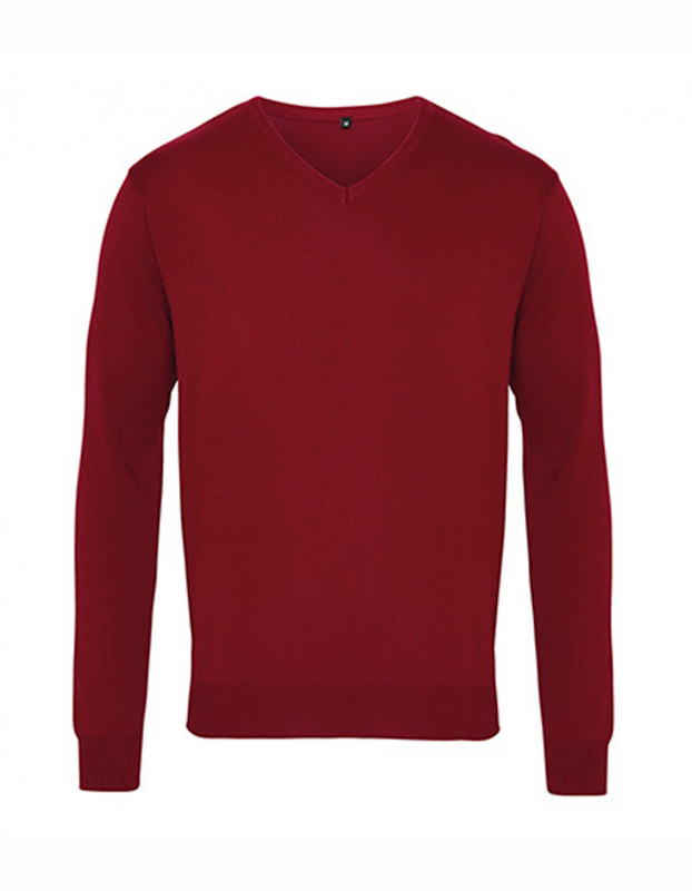 Men`s Pullover, V-Neck Knitted Sweater, V-Neck Sweater Jumper (weinrot - burgundy)